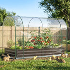 docred galvanized raised garden bed with pvc cover, front angle view