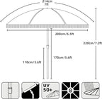 AMMSUN 7ft Patio Umbrella with Fringe Outdoor Tassel Umbrella UPF50+ Premium Steel Pole and Ribs Push Button Tilt, Wave Colorful
