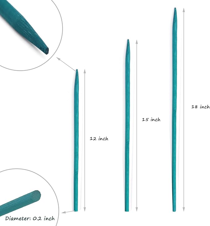 Garden Wood Plant Stakes Green Bamboo Sticks,HAINANSTRY Sturdy Floral Plant Support Stakes Wooden,Wooden Sign Posting Garden Sticks(25 Pack 18 Inches)