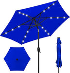 Best Choice Products 7.5ft Outdoor Solar Market Table Patio Umbrella for Deck, Pool w/Tilt, Crank, LED Lights - Resort Blue
