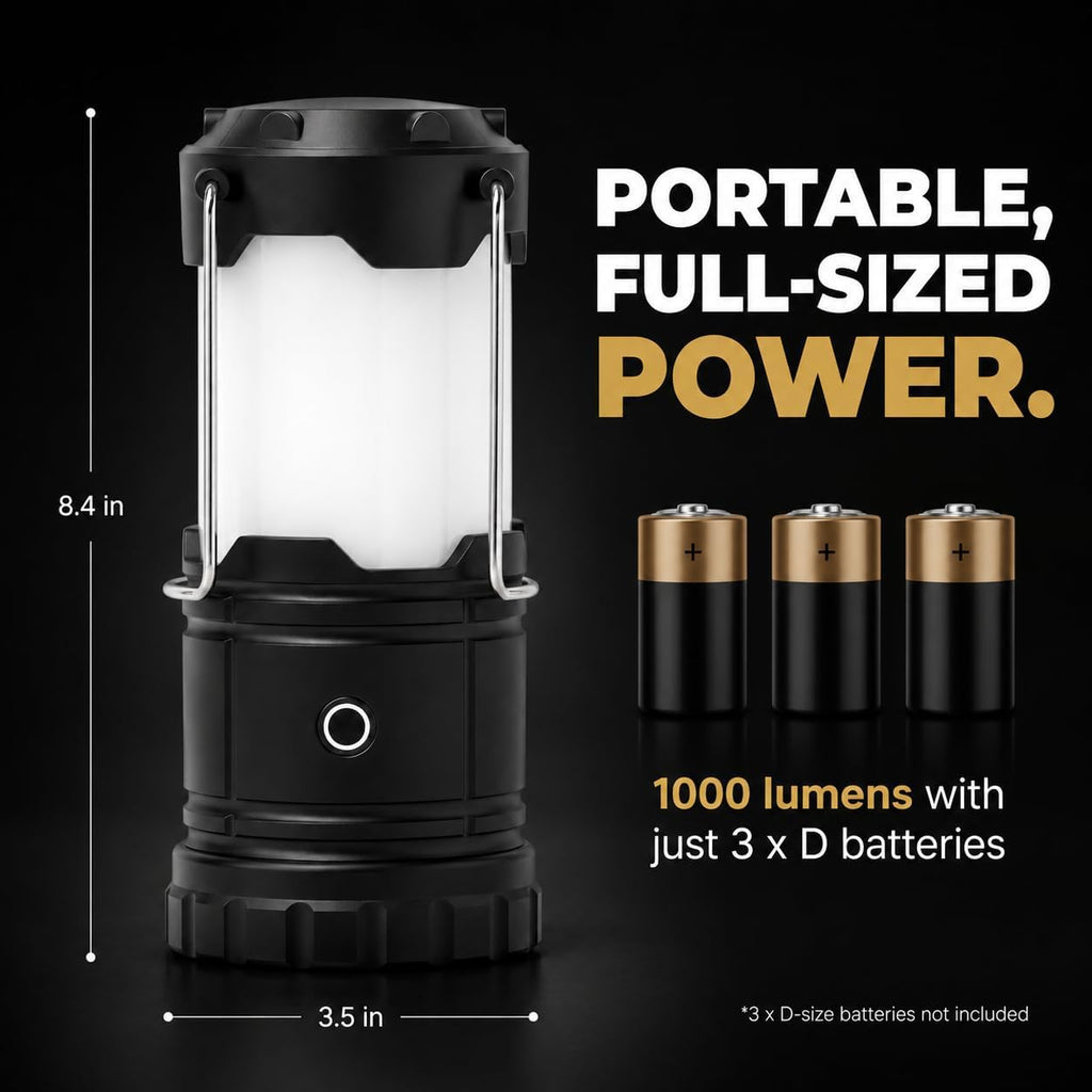 MalloMe LED Camping Lantern, Battery Powered Lanterns for Power Outages, Portable Hanging Collapsible Camping Lights for Outdoor, Home, Emergency, Hurricane Lamp Survival Outage Light 1000 lumens