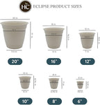 The HC Companies Eclipse Round Planter with Saucer - Outdoor & Indoor Plant Pot with Drainage Holes - Lightweight, UV-Resistant Plastic Pots for Plants, Flowers & Herbs (16" Cottage Stone, Pack of 1)