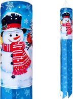 Winter Snowman Windsock 40 Inch Durable Outdoor Hanging Decoration | Merry Christmas, Happy New Year, Winter Wind Sock Flag, Yard Garden Patio Home Decor ﻿