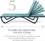 Kozyard Outdoor Chaise Lounge Chair, Full Aluminum Frame, Adjustable Reclining Patio Lounger for Poolside, Sunbathing & Backyard, Textilene (Aqua, 2Chairs)