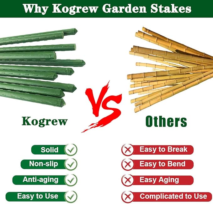 3Feet 36inch Garden Stakes Sturdy Plant Sticks Support Tomato Stakes for Vegetable,Pack of 20
