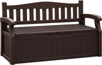 Flamaker 80 Gallon Storage Bench Outdoor Indoor, Durable All-Weather Seating with Hidden Storage, Lockable Deck Box for Garden, Patio, Poolside (Brown)