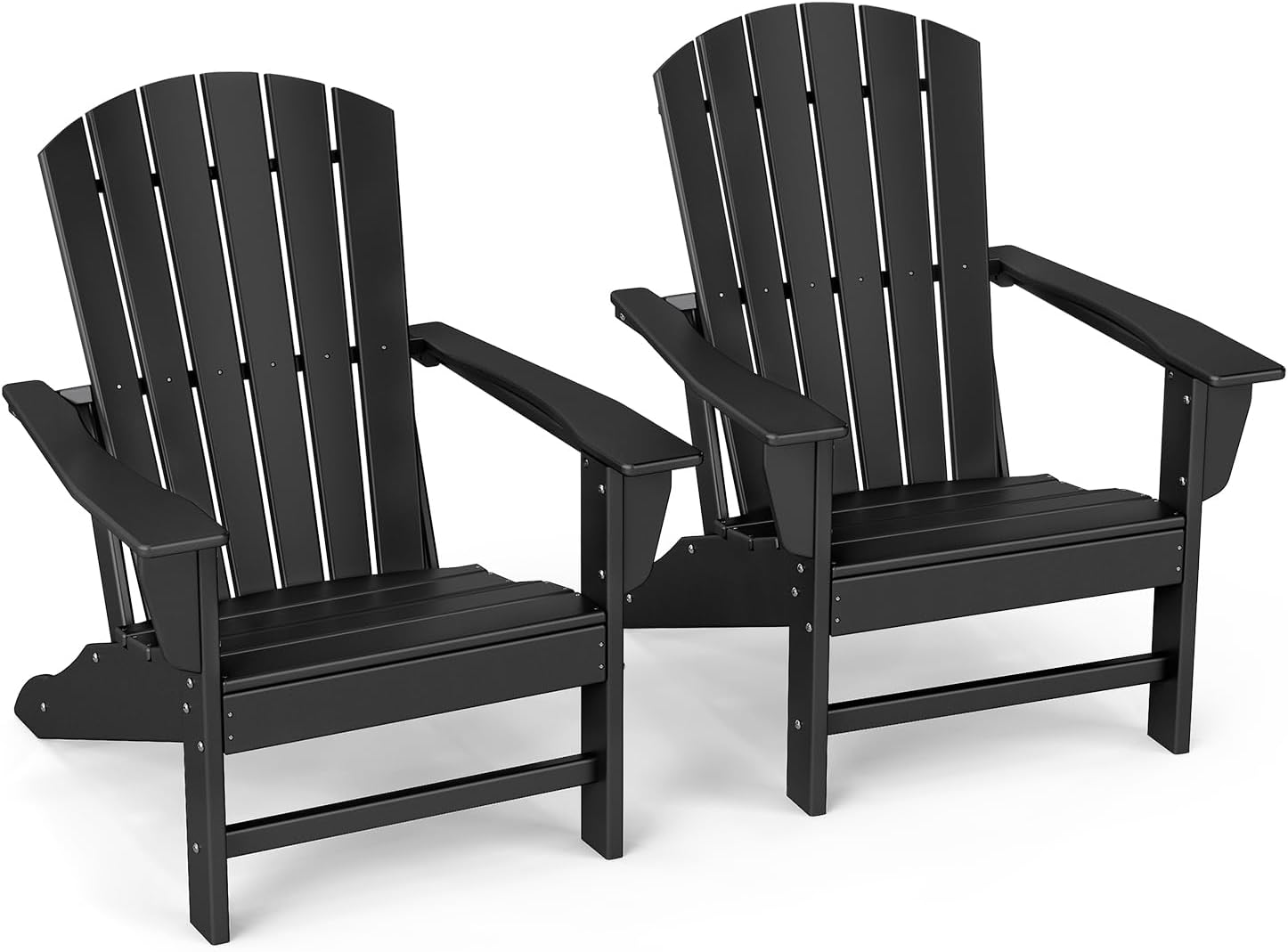GREENVINES Oversized Adirondack Chairs Set of 2, HDPE All Weather, Black | 21.6" Extra-Wide Seat | 400 lb Capacity | Stable Structure | Plastic Fire Pit Chairs | for Outdoor Patio Deck