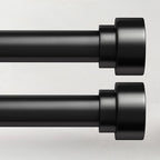 2 Pack Black Curtain Rods for Windows 48 to 84, 1 Inch Adjustable Heavy Duty Long Window Curtain Rod with End Caps, Modern Indoor Outdoor Drapery Rods for Patio Bedroom, Size 32" - 90"