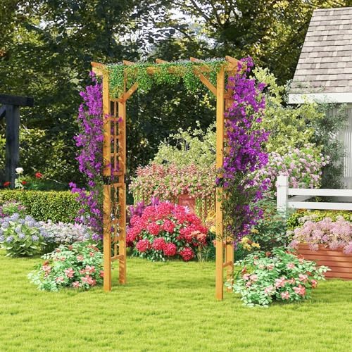 happygrill 7 ft wooden garden arch for climbing, view 9