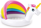 Intex 57113EP 50 Inch Unicorn Design Outdoor 1 to 3 Years Old Baby Swimming Pool with Soft Floor Bottom and Built In Sunshade, Multicolor