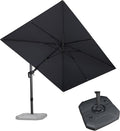 PURPLE LEAF 8.2' X 11.5' Tilting Patio Umbrella with Base Outdoor Cantilever Swivel Rectangle Umbrella Offset Umbrella with 360-degree Rotation for Garden Deck Pool Patio Light Grey
