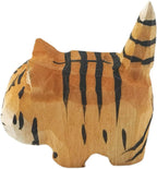 EMiEN Cute Small Wood Tiger Figurine Carved Orange Tiger,Handmade Sculpture Craft Set, for Home Office Decoration, Car Ornaments