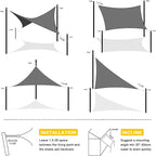 Artpuch Waterproof Sun Shade Sail, 10'x10' Dark Grey Rectangular, UV Resistant Rain Canopy, Curved Edges Shade Cloth for Outdoor Patio, Deck, Yard (Customizable)