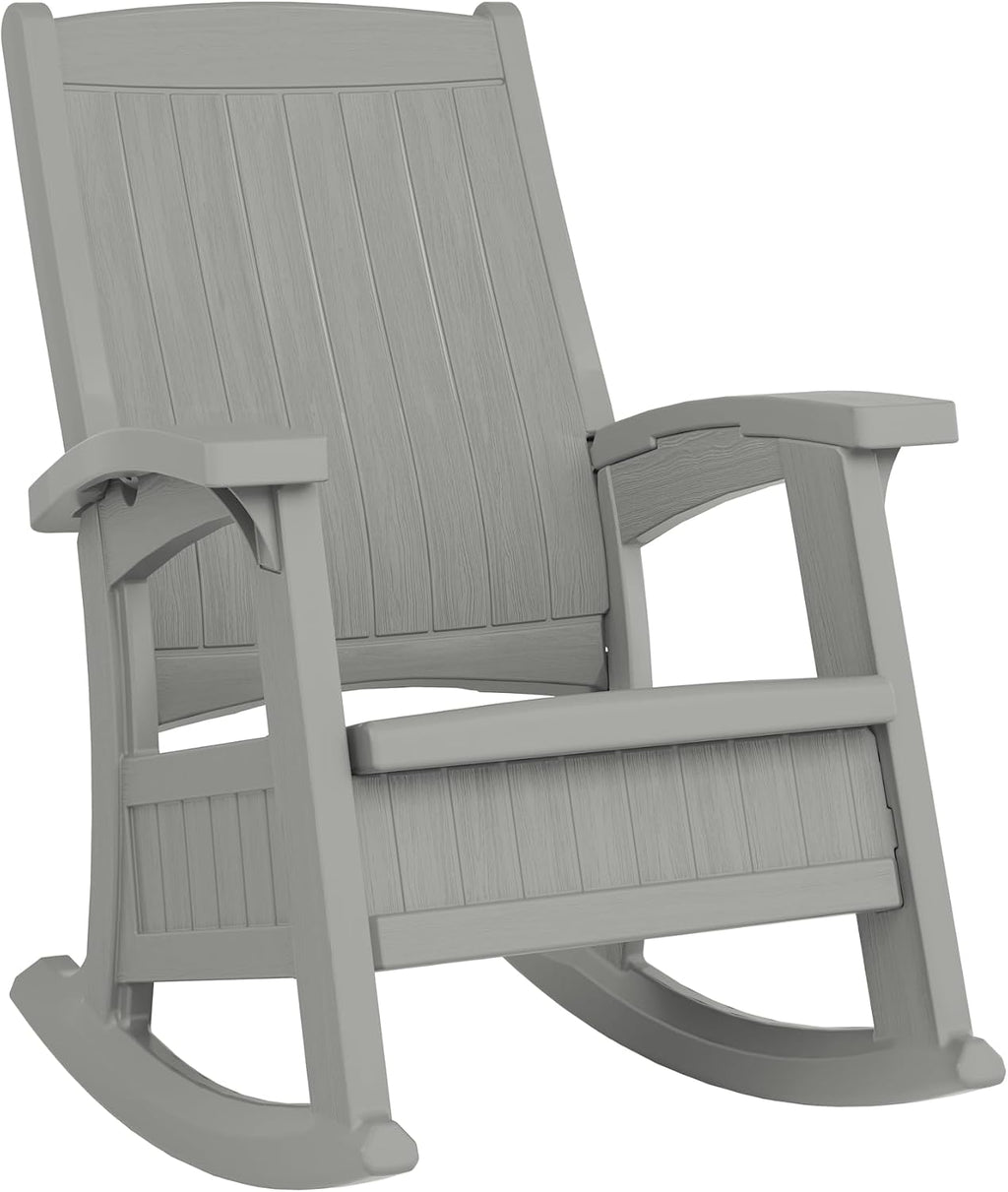 Suncast Outdoor Patio Rocking Chair, Under Seat Storage, Dove Gray