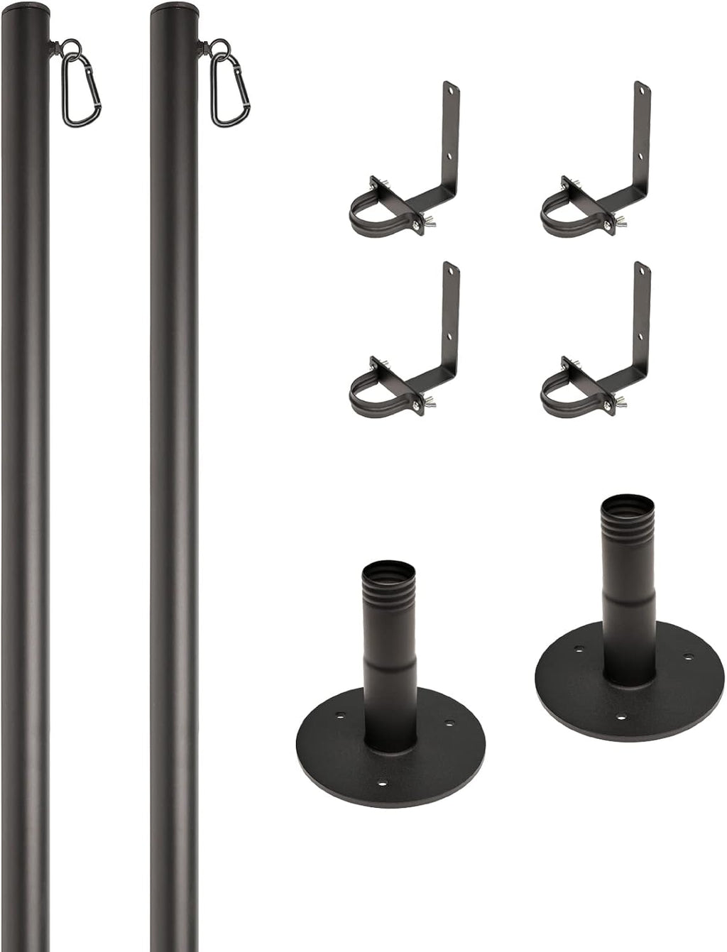 EXCELLO GLOBAL PRODUCTS Premium String Light Poles - 2 Pack - Extends to 10 Feet – Deck Mount (Wood/Concrete)