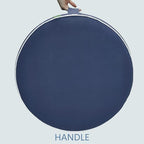LVTXIII Outdoor/Indoor Inflatable Ottoman, All Weather Water-Repellent Round Footrest Stool with Handle, D21”x H9” Portable Pouf for Patio Garden Camping or Home-Navy Textured