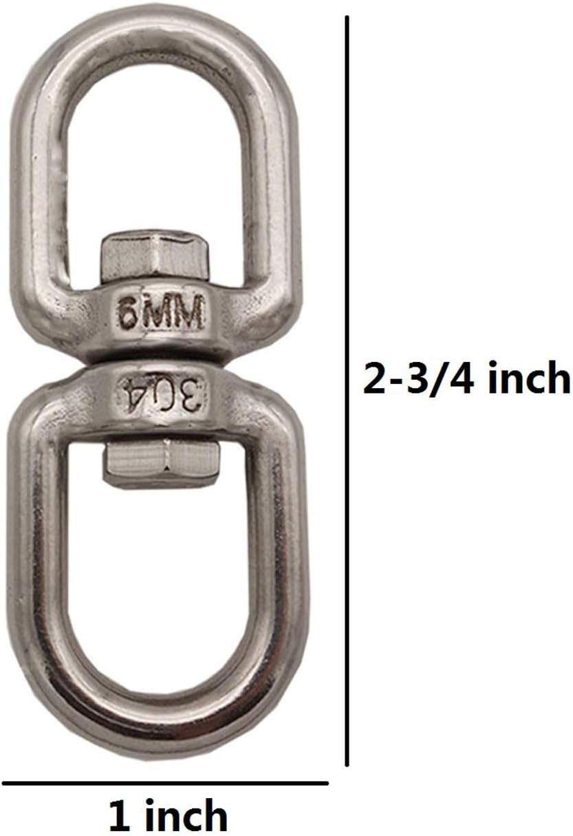 D-Worthy Pack of 5 Stainless Steel Hanging Basket Spinners Swivel Hook for Hanging Plants Pot Wind Chimes Bird Feeder (2-3/4)
