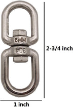 D-Worthy Pack of 5 Stainless Steel Hanging Basket Spinners Swivel Hook for Hanging Plants Pot Wind Chimes Bird Feeder (2-3/4)