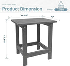 Outdoor Side Table, HDPS Single Adirondack Side Table Weather Resistant, Table for Adirondack Chair, Outside End Table for Patio, Pool, Deck, Porch, Outdoor or Indoor Use, Grey