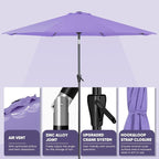Tempera Patio Market Outdoor Table Umbrella with Auto Tilt and Crank, Large Sun Umbrella with Sturdy Pole & Fade Resistant Canopy, Easy to Set