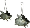 zeckos set of 2 distressed galvanized grey metal, main product view