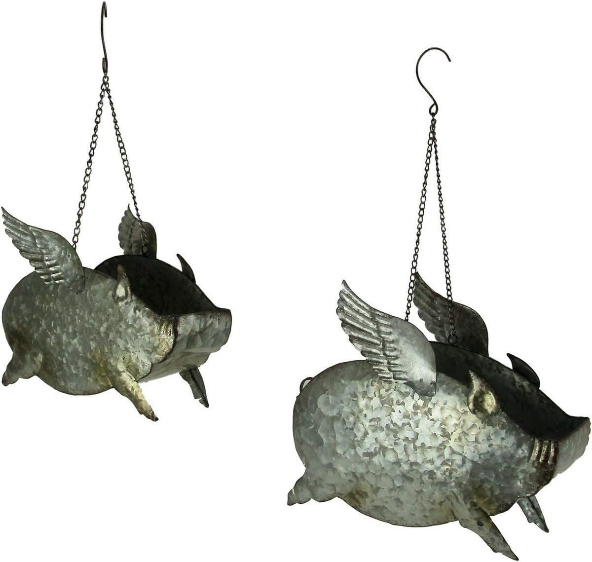 zeckos set of 2 distressed galvanized grey metal, main product view