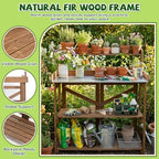 ketive outdoor potting bench with metal top and on a desk or shelf