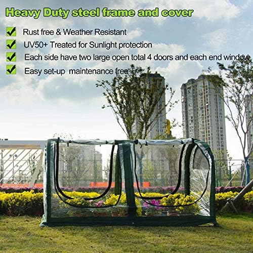 porayhut portable greenhouse tent, easy set-up gardening flower showing dimensions