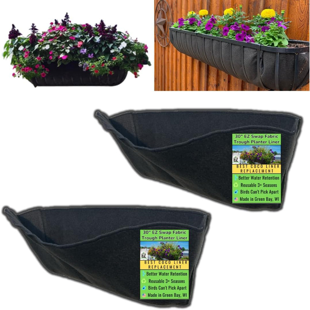 30 Inch Trough Coco Liner Replacement – Reusable Fabric Hayrack Window Box Liner, Heavy Duty 3+ Seasons, Bird Proof, Made in USA (2-Pack)