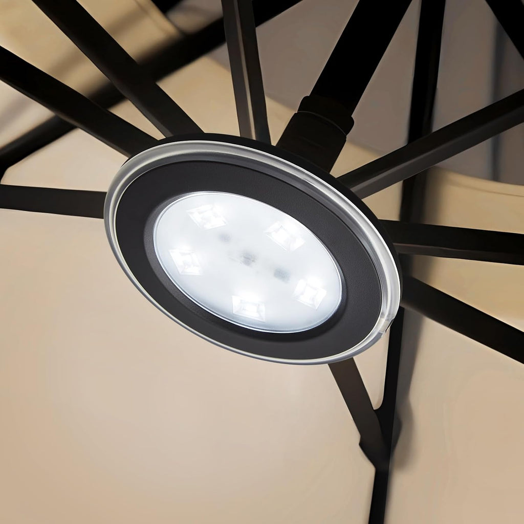Vitnucrol LED Patio Umbrella Lights with Remote, 4000mAh Rechargeable | Portable, Outdoor Cantilever Umbrella Lamp, 3 Brightness, Dimmable, Camping Lights for Offset Umbrellas, Tents
