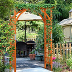 yaheetech 7ft wooden arch arbor, wood trellis for shown in use