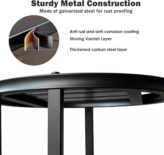Plant Stand Indoor Outdoor,13 Inch Round Metal Plant Stands Riser,Heavy Duty Wrought Iron Pedestal Holders for Large Flower Pot,Outside Rust-Proof Black Flower Display Shelf for Patio,2-Pack