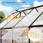 jocisland 8x24 ft walk-in polycarbonate greenhouse with 2 on a desk or shelf