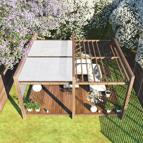 colour tree 8' x 35' white fence privacy, front angle view