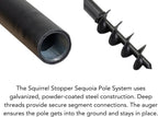 Sequoia Squirrel Proof Bird Feeder Pole System with Patented Spring Baffle, 4 Hanging Stations, Heavy Duty Galvanized Steel with Auger, Adjustable Arms