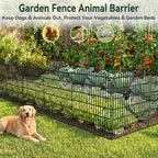 10 panels no dig decorative garden fence, dog, side view