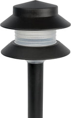 GreenLighting Paradise Low Voltage Landscape Pathway Lights - 2 Tier Outdoor Garden Lights - Easy, Simple Installation - Walkway, Lawn, Landscape Lighting (Black, 4 Pack)