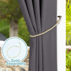 NICETOWN Outdoor Curtain for Patio Waterproof Extra Wide 100", Blackout Vertical Blinds Thermal Insulated Stainless Steer Grommet Indoor Outdoor Divider for Public Space, Grey, 1 Piece, 84" L