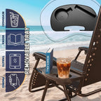 EZONE (Set of 2 Zero Gravity Lounge Chairs Outdoor Adjustable Reclining Patio Chair Steel Mesh Folding Recliner for Pool Beach Camping Lounge Chair with Pillows and Cup Tray (2, Black)