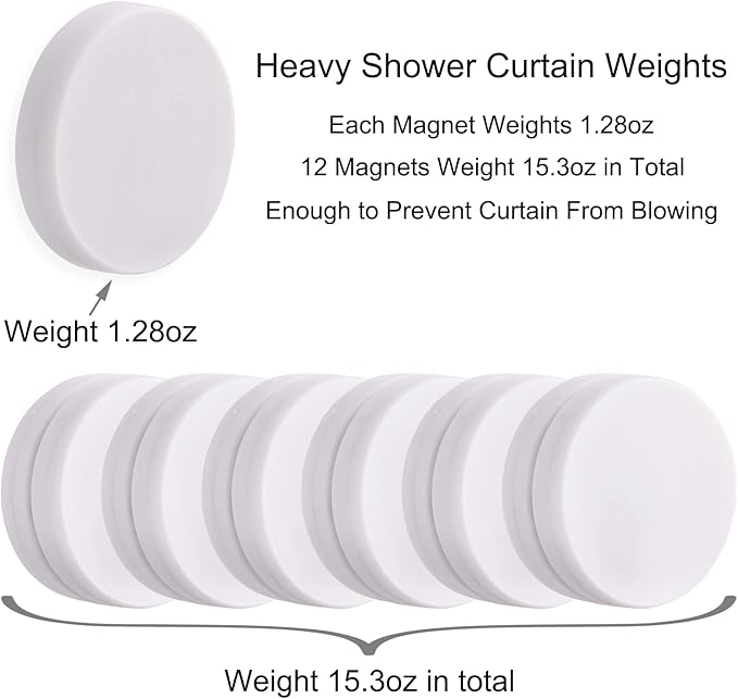 Magnetic Shower Curtain Weights, Rubber Covered Heavy Duty Weights, Prevent Curtain Liner from Blowing Around, Work for Drapery, Tablecloth, Flag, Outdoor Curtain 5 Pairs(Pack of 10)