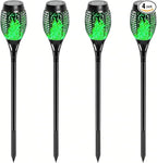4 Pack Outdoor Solar Flame Light,Solar Lights Outdoor for Garden Decorations with Flickering Flame,IP65 Waterproof Solar Powered Yard Lights Torch Light for Lawn Patio Pathway (Green)