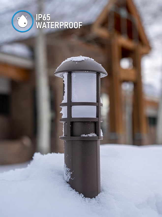 LEONLITE LED Low Voltage Landscape Pathway Lights, 3W 12V AC/DC Path Lighting, CRI90+, IP65 Waterproof, ETL Listed, Oil Rubbed Bronze Aluminum Housing, 3000K Warm White, Pack of 4