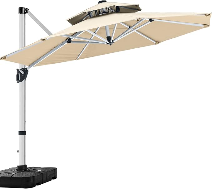 ABCCANOPY Patio Umbrella Cantilever Double Top Outdoor Offset Umbrella with 360° Rotation