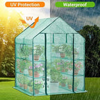 ohuhu greenhouse for outdoors with screen windows+greenhouse repair, side view