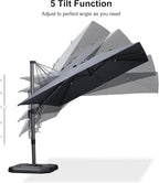 PURPLE LEAF 9' X 12' Left-right Tilt Patio Umbrella Outdoor Cantilever Swivel Rectangle Umbrella with Tilt Aluminum Offset Umbrella with 360-degree Rotation for Garden Deck Pool Patio Grey