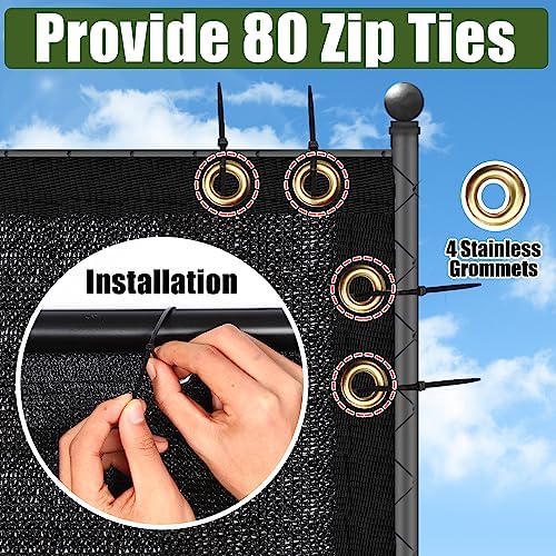 black 6ft x 50ft outdoor privacy screen fence, close-up detail