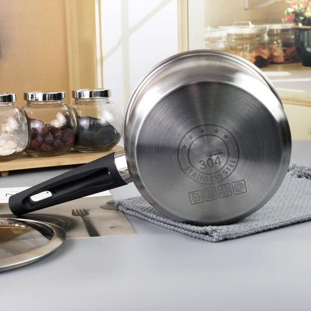 Stainless Steel Milk Pot Auxiliary Food Add Thick Compound Bottom Prevent Hot Single Handle