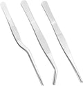 3pcs Plant Tweezers, Long Straight Stainless Steel Garden Bend Tongs Set Multi Purpose Tools for Gardening Bonsai and Reptile Feeding & Kitchen Use