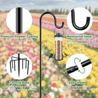 84" Shepherds Hooks for Outdoor, Heavy Duty Garden Bird Feeder Pole Hanging Bird Feeder, Solar Light Lanterns, Outdoor Plant Hanger Hook with 7 Base Prongs, 2 Packs