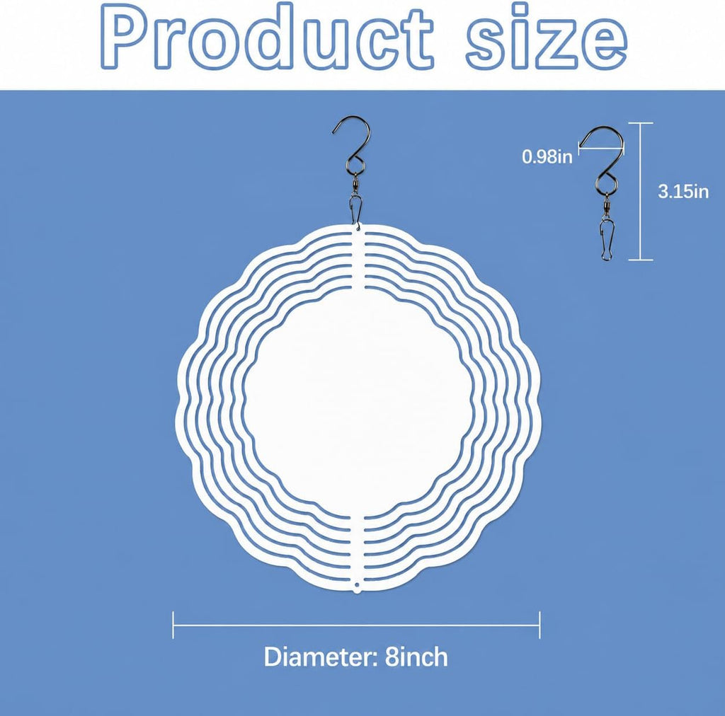 20 Pcs Sublimation Wind Spinner Blanks 8 Inch Bulk Aluminum Metal Blanks Product Outdoor Garden Decoration for Heat Press Transfer Sublimation Wind Spinners DIY Gift
